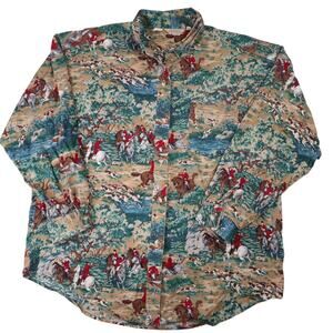 Vintage Gotcha Covered Classic Fox Hunting Pattern Button Up Shirt